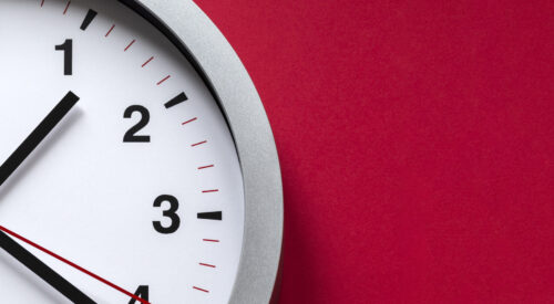 clock face on red background